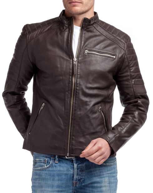 Blouson en Cuir Manuel marron