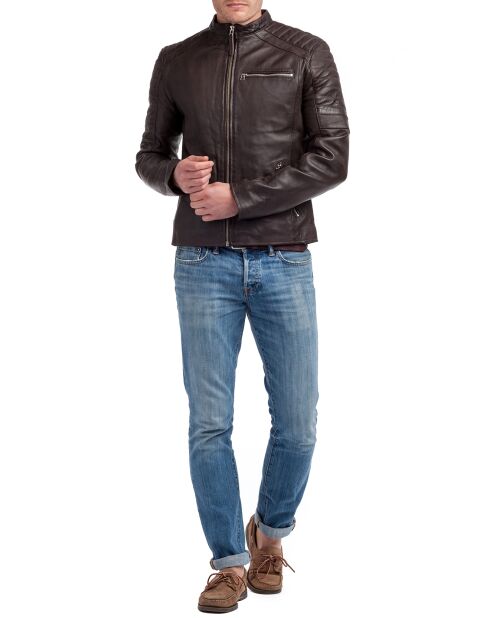 Blouson en Cuir Manuel marron