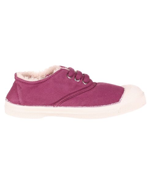 Tennis basses Fourrées lacets framboise