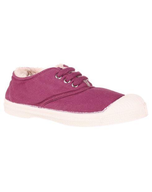 Tennis basses Fourrées lacets framboise
