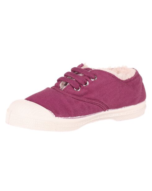 Tennis basses Fourrées lacets framboise