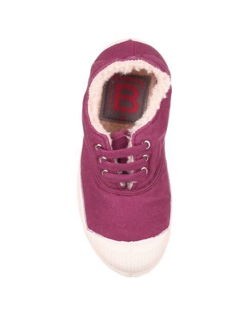 Tennis basses Fourrées lacets framboise