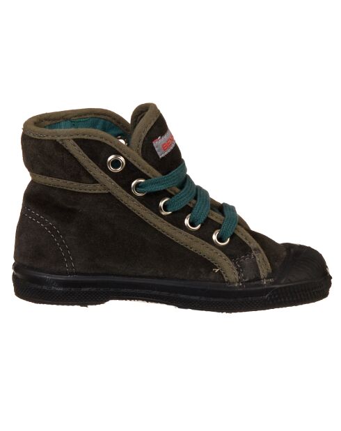 Tennis montantes en velours de Cuir Mid lacets grises