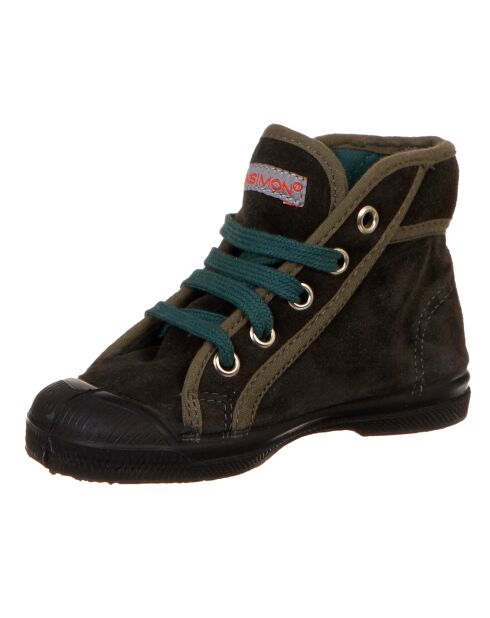 Tennis montantes en velours de Cuir Mid lacets grises