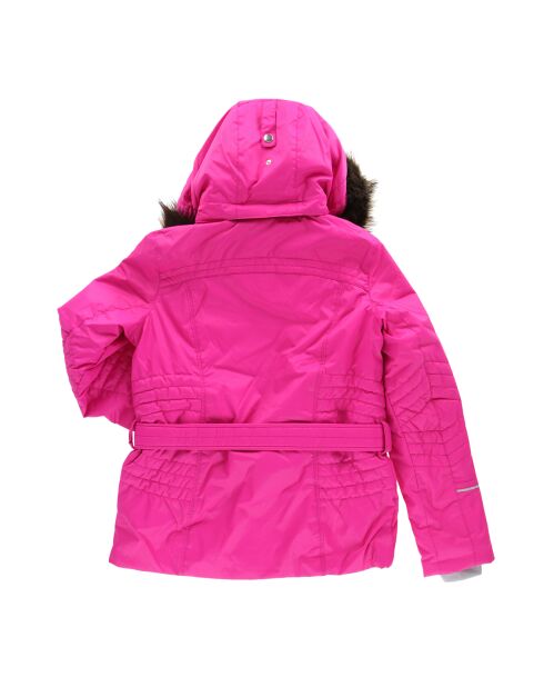 Veste de Ski ceinturée col fausse fourrure rose