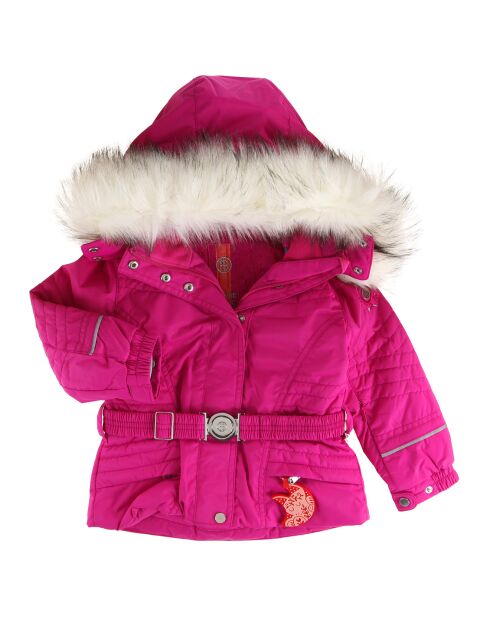 Veste de Ski ceinturée col fausse fourrure rose