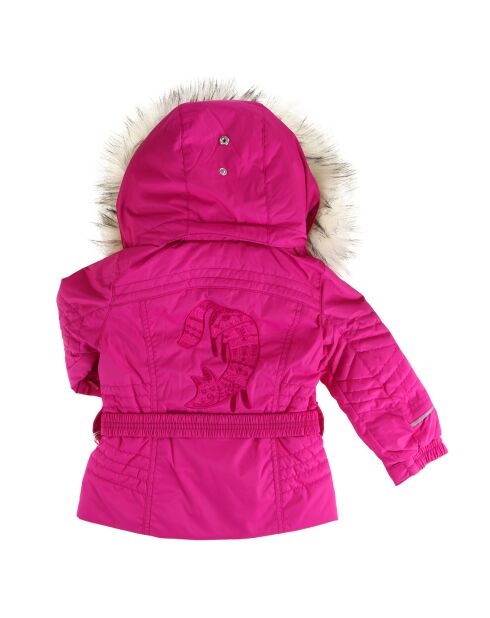 Veste de Ski ceinturée col fausse fourrure rose