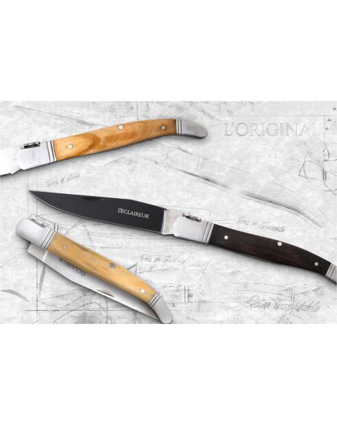 Couteau bois grenadille original noir - 21.4 cm