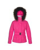 Veste de Ski ceinturée col fausse fourrure rose