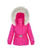 Veste de Ski ceinturée col fausse fourrure rose