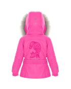 Veste de Ski ceinturée col fausse fourrure rose