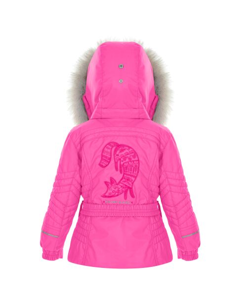 Veste de Ski ceinturée col fausse fourrure rose