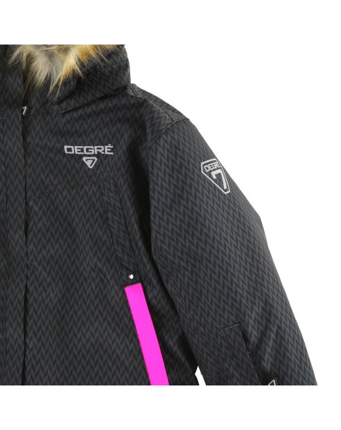 Veste de Ski Heidi col fausse fourrure noire