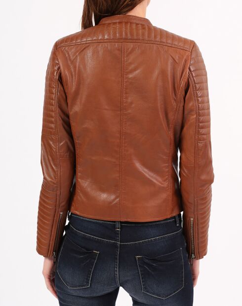 Veste en Cuir de Chèvre Alessia cognac