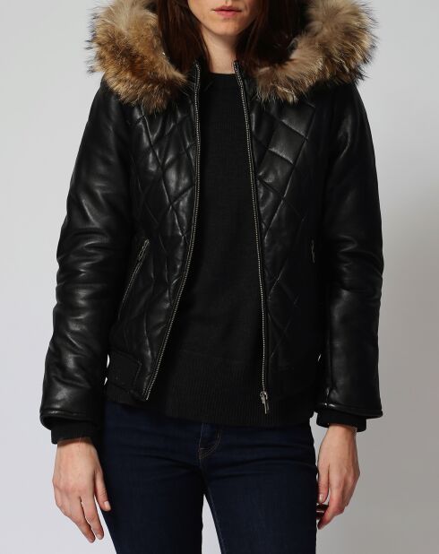 Doudoune en Cuir Nimba noire