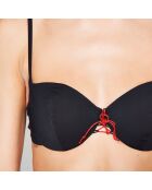 Haut de maillot de bain Balconnet noir/rouge