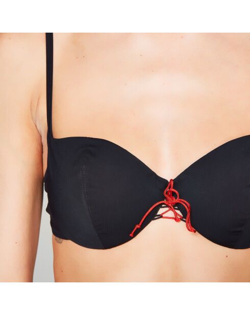 Haut de maillot de bain Balconnet noir/rouge