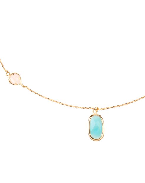 Collier Inés Quartz & Amazonite en laiton doré