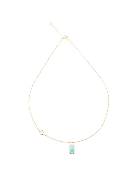 Collier Inés Quartz & Amazonite en laiton doré