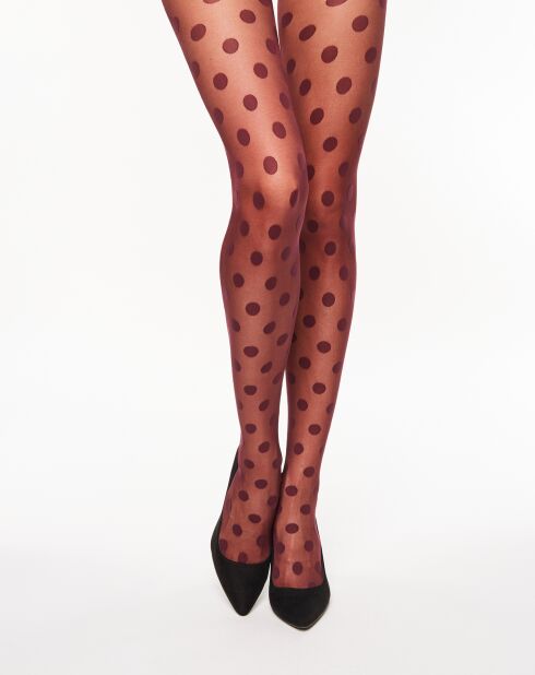 Collants Couture Légendaire 20 deniers à pois bordeaux