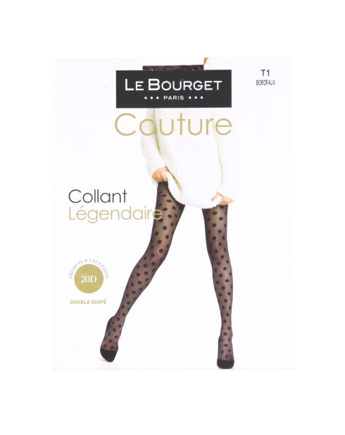 Collants Couture Légendaire 20 deniers à pois bordeaux