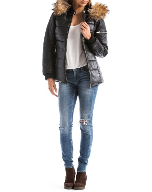 Doudoune en Cuir Adige noire