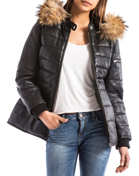 Doudoune en Cuir Adige noire