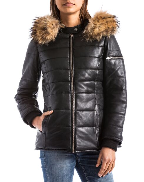 Doudoune en Cuir Adige noire