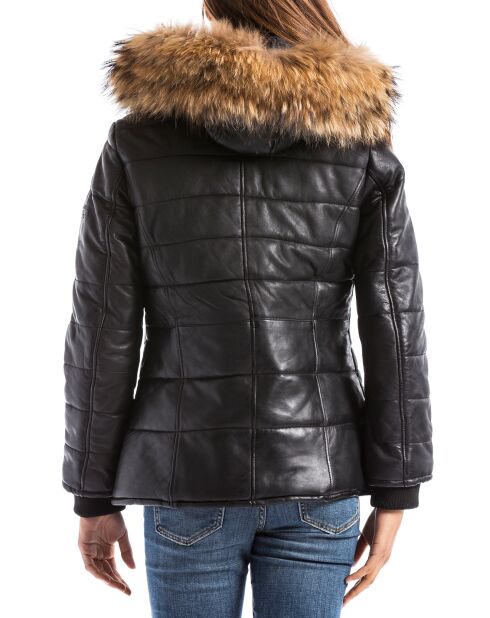 Doudoune en Cuir Adige noire