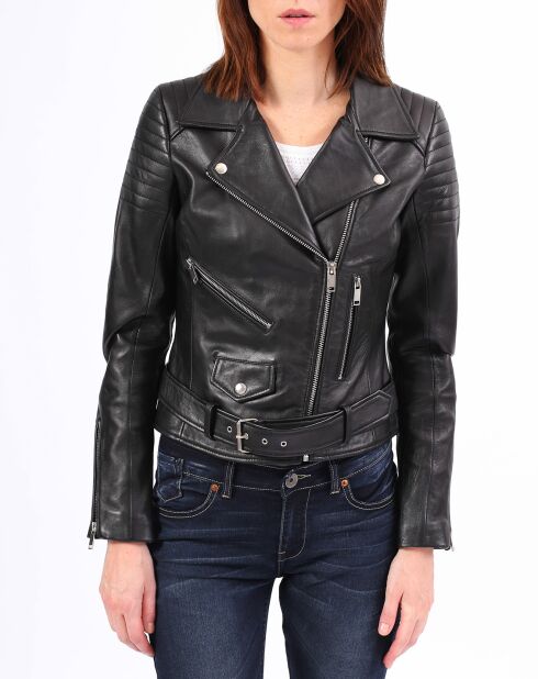 Veste en Cuir Constance noire