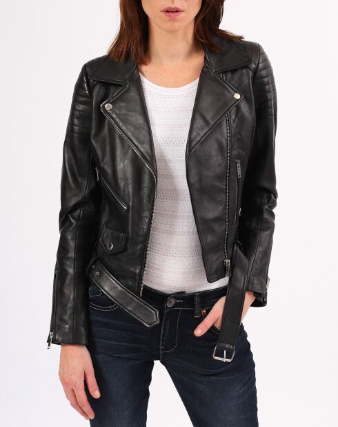 Veste en Cuir Constance noire