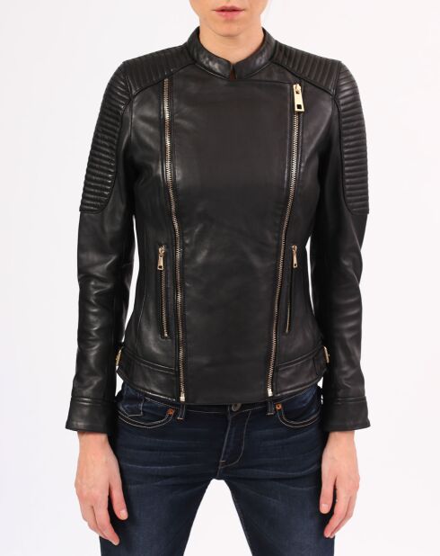 Veste en Cuir Valentina noire