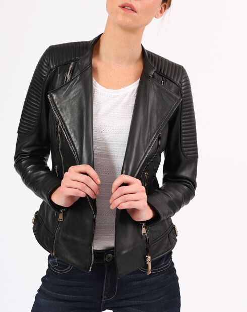 Veste en Cuir Valentina noire