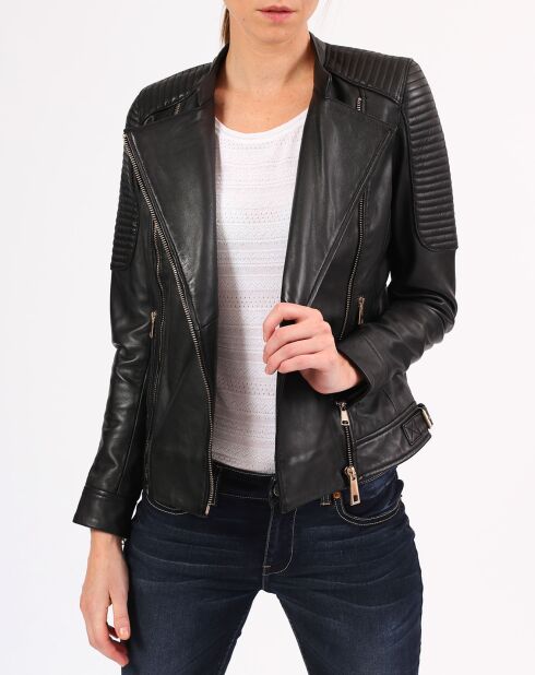 Veste en Cuir Valentina noire