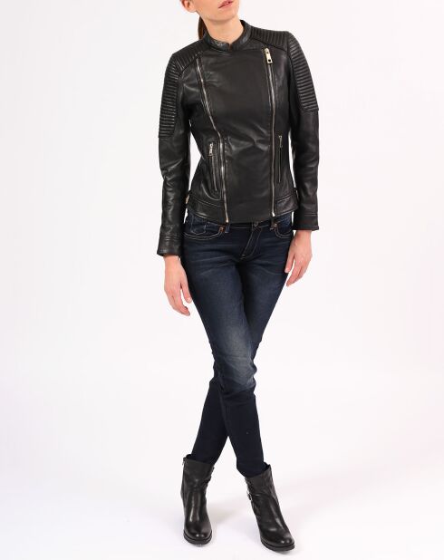 Veste en Cuir Valentina noire