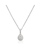 Pendentif & Chaîne Goutte Merveilleuse Diamants 0.16 ct or blanc