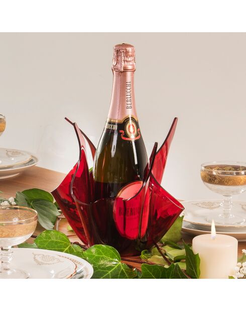 Vase Sia rouge transparent - D.22xH.21 cm