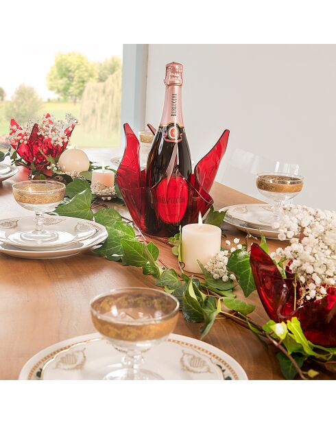 Vase Luana transparent rouge - 21x17x14 cm