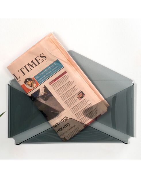 Porte-documents mural fumé transparent - 37x27x50 cm