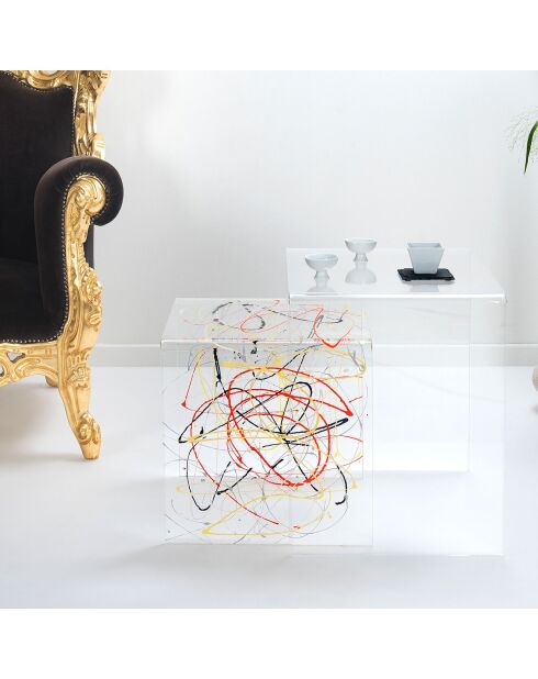 Table basse Arty multicolore - 40x40x40 cm