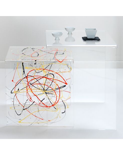 Table basse Arty multicolore - 40x40x40 cm