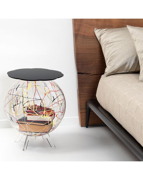 Mobile contenitore Arty nero/multicolore - D.40xH.55 cm