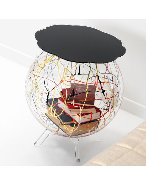 Mobile contenitore Arty nero/multicolore - D.40xH.55 cm