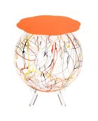 Meuble déco rangement arty orange/multicolore - D.40xH.55 cm