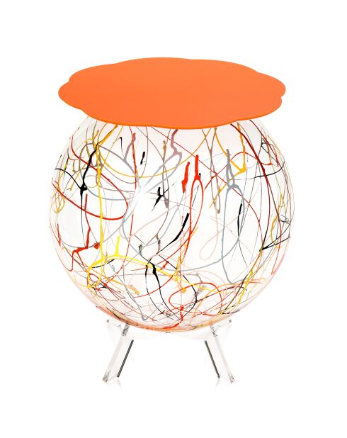 Meuble déco rangement arty orange/multicolore - D.40xH.55 cm