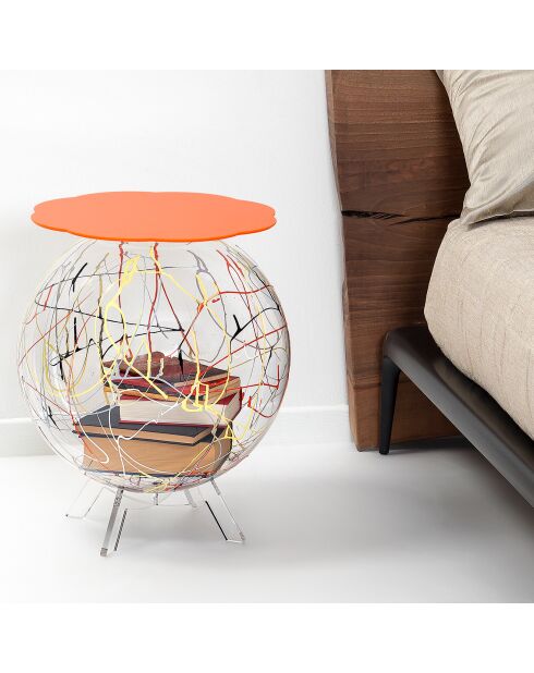 Meuble déco rangement arty orange/multicolore - D.40xH.55 cm