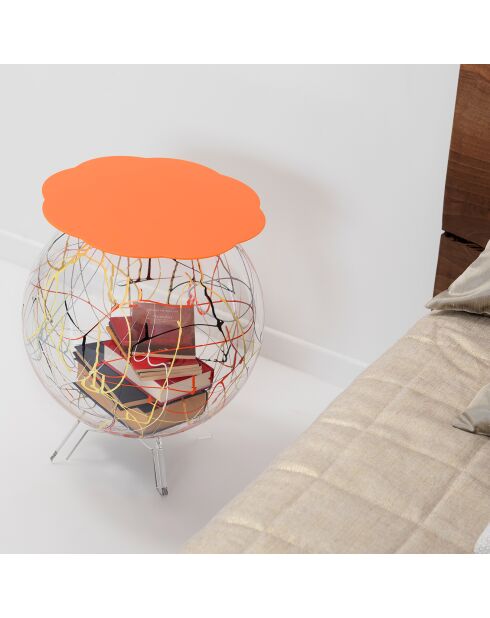 Meuble déco rangement arty orange/multicolore - D.40xH.55 cm