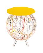 Meuble déco rangement arty jaune/multicolore - D.40xH.55 cm