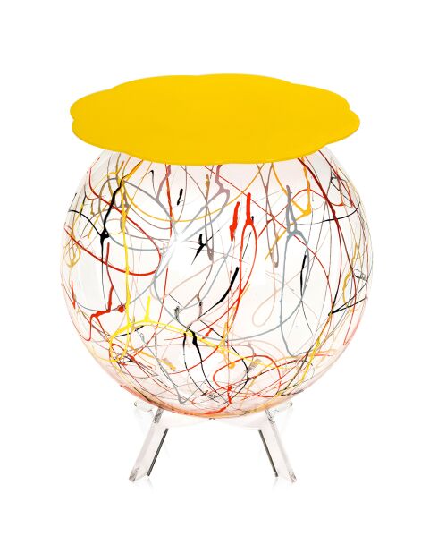 Meuble déco rangement arty jaune/multicolore - D.40xH.55 cm