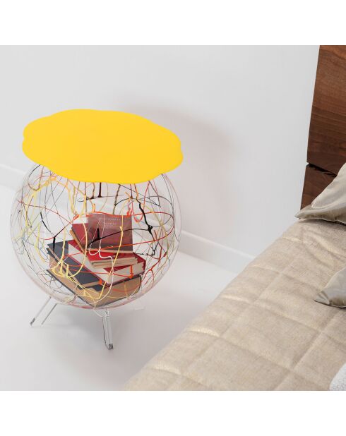 Meuble déco rangement arty jaune/multicolore - D.40xH.55 cm